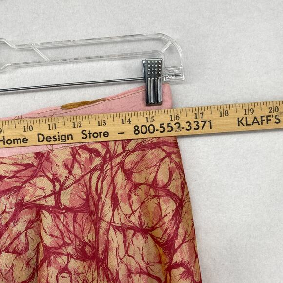 Silk Skirt L Peasant Boho Flare Reversible Wrap Midi Layered Tie Side Pink - Picture 9 of 11